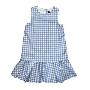 Victoria Beckham Blue and White Gingham Ruffled Dress